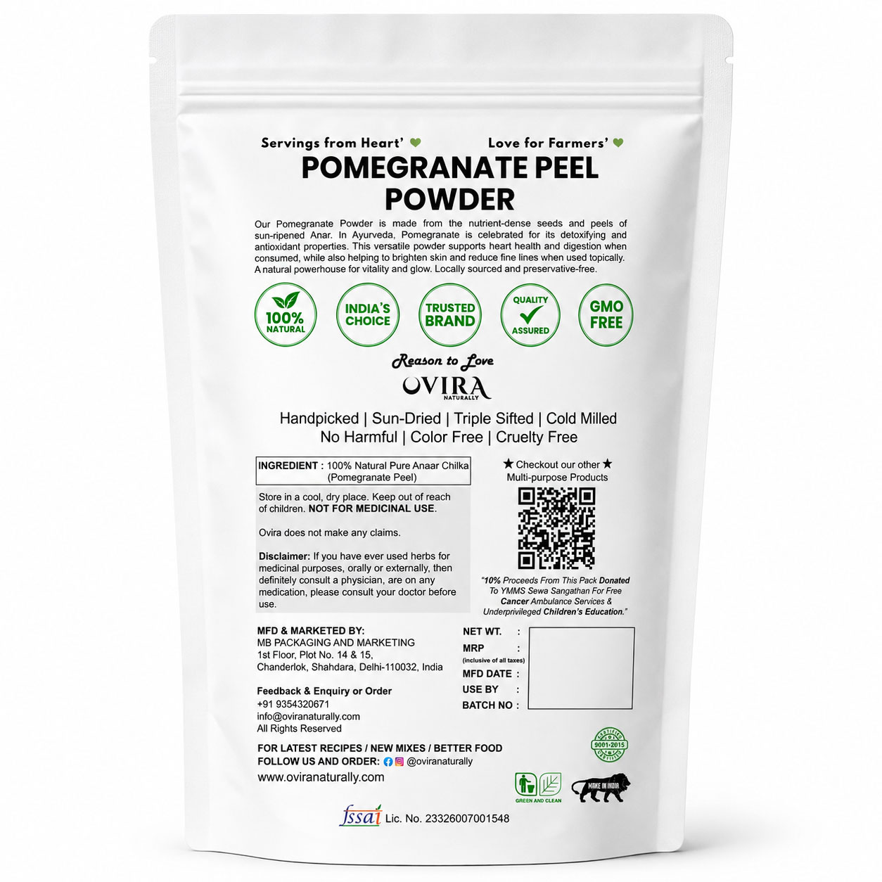 OVIRA Naturally Pomegranate Powder for Skin | Anti-Aging & Skin Brightening Face Pack | Rich in Antioxidants | 100% Pure Anar Powder - Image 2