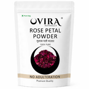 OVIRA Naturally Rose Powder for Face & Hair | Natural Skin Toner | Glow Boosting, Hydration & Skin Refreshing | 100% Pure Rose Petal Powder